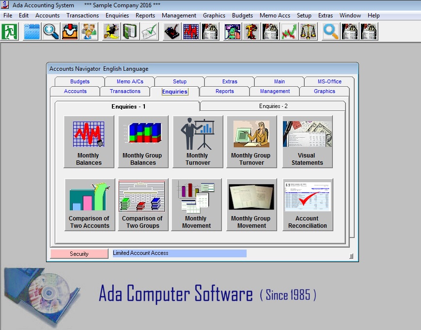Interface of all Software Modules with ADA-Win-Accs